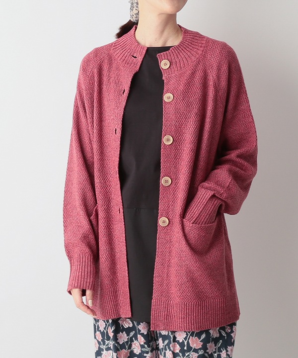 カシミアタッチかのこ編みニットカーディガン 25W056