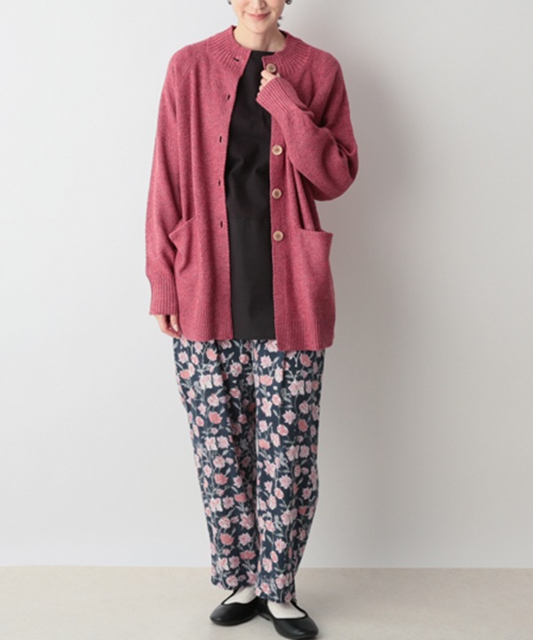 カシミアタッチかのこ編みニットカーディガン 25W056