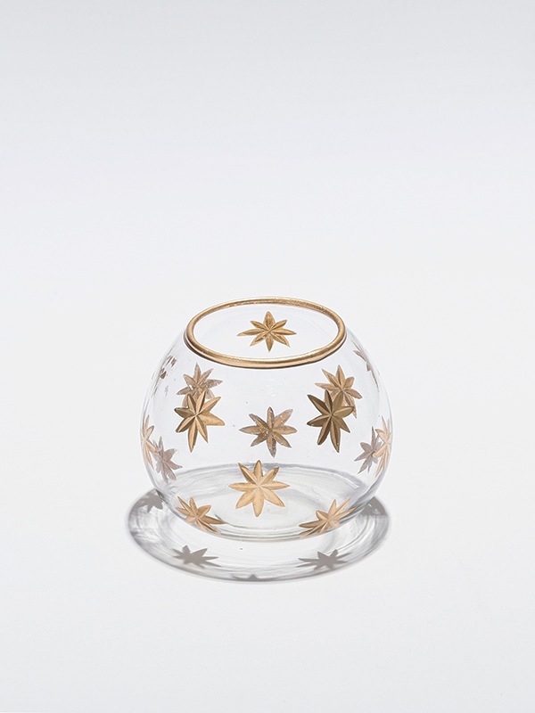 星模様ガラスベース キャンドルホルダー球型（2カラー） M15-2288