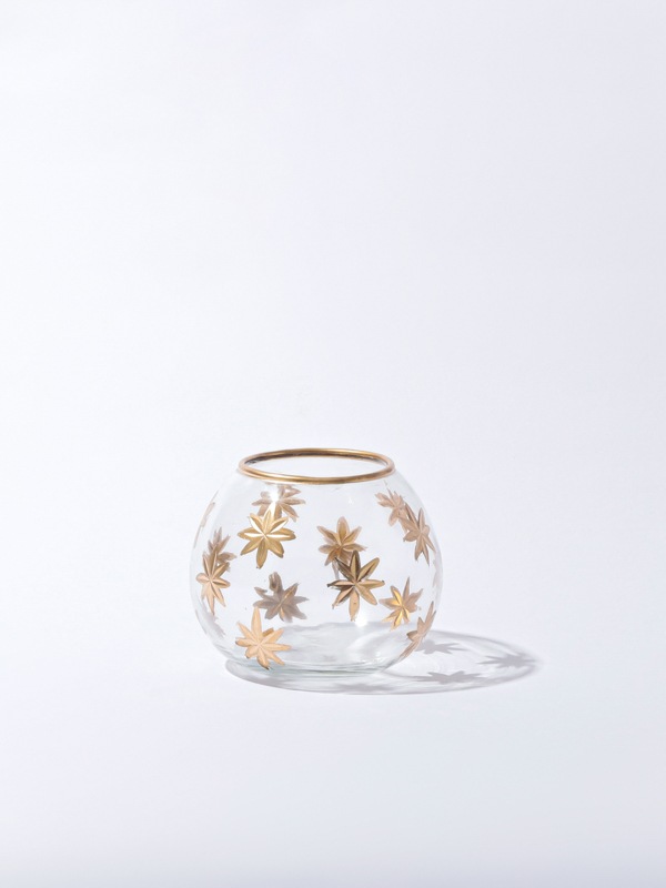 星模様ガラスベース キャンドルホルダー球型（2カラー） M15-2288