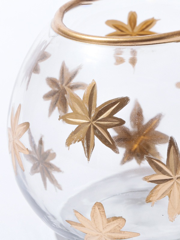 星模様ガラスベース キャンドルホルダー球型（2カラー） M15-2288