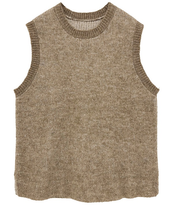 配色あぜ編みニットベスト 25W057