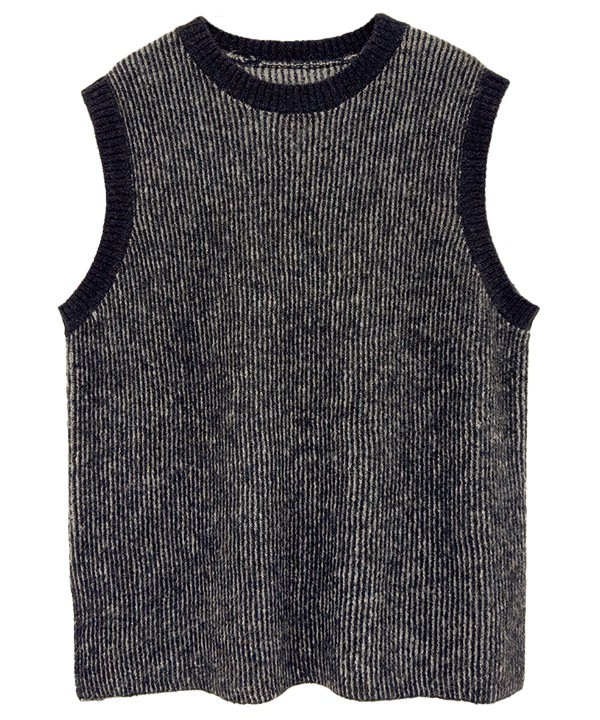 配色あぜ編みニットベスト 25W057