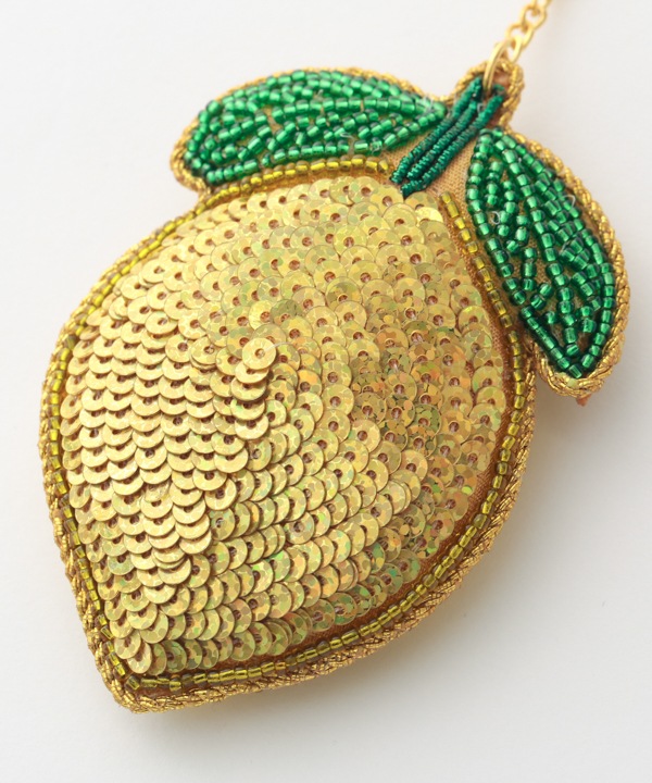 ザリ刺繍 レモン バッグチャーム（キーホルダー）  M21-2744