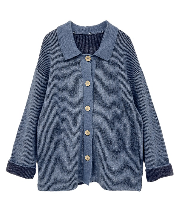 配色あぜ編みニット2wayカーディガン 25W058