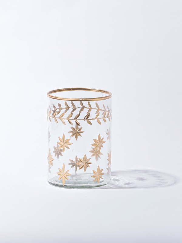 星模様ガラスベース キャンドルホルダーL（2カラー） M15-2290