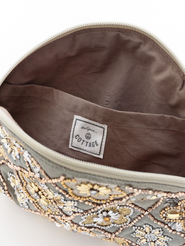 ビーズ刺繍ポーチ 20×15cm （2カラー）M42-1176