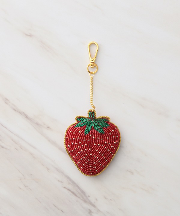 ザリ刺繍 いちご バッグチャーム（キーホルダー）  M21-2746
