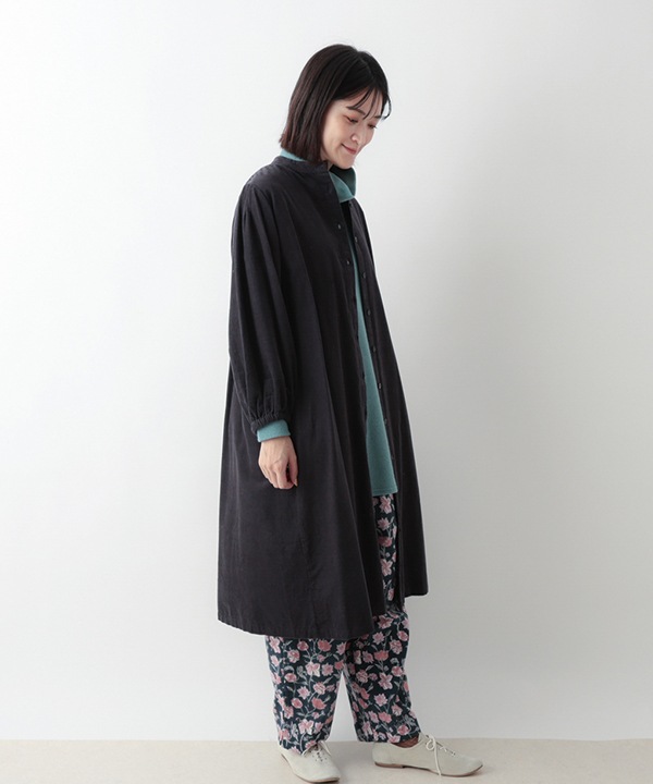 細畝コットンコーデュロイ前開ワンピース 25W063