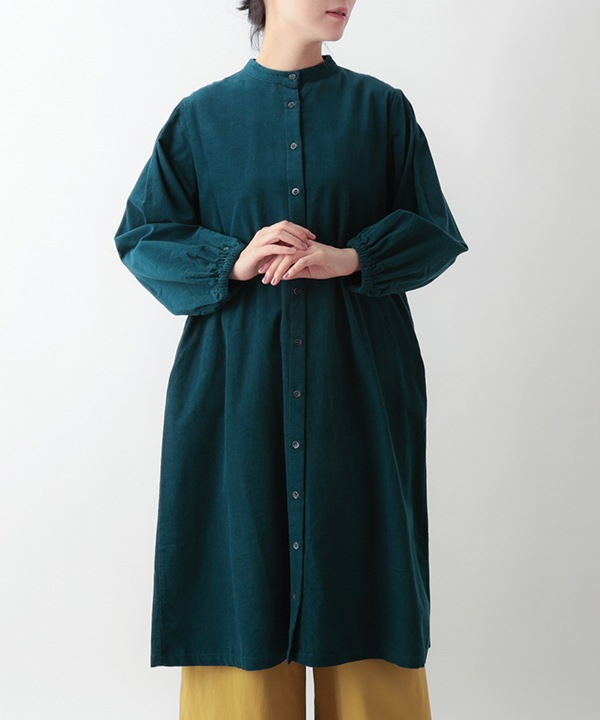 細畝コットンコーデュロイ前開ワンピース 25W063