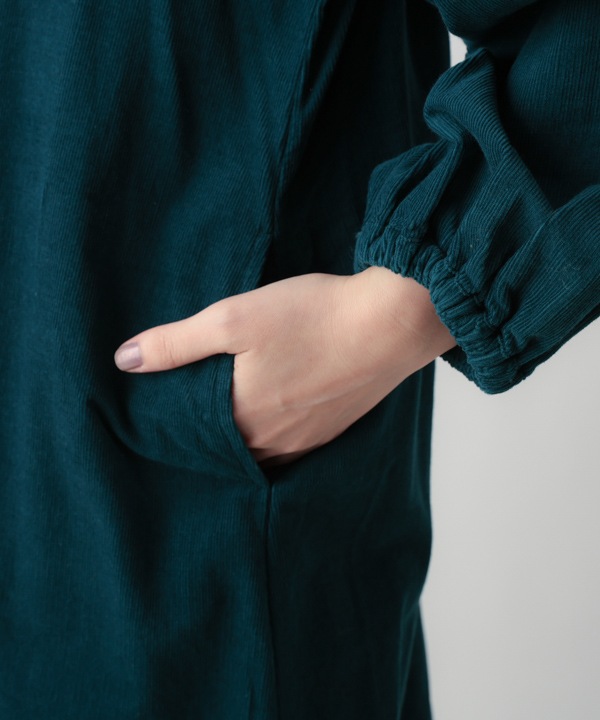 細畝コットンコーデュロイ前開ワンピース 25W063