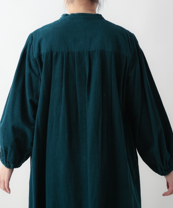 細畝コットンコーデュロイ前開ワンピース 25W063