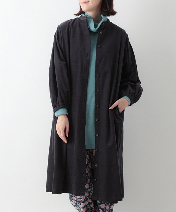 細畝コットンコーデュロイ前開ワンピース 25W063