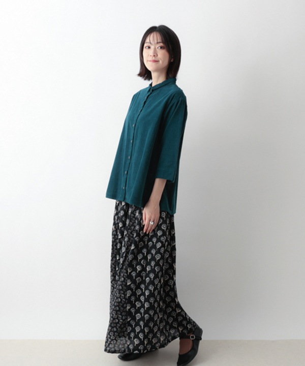 細畝コットンコーデュロイブラウス 25W064