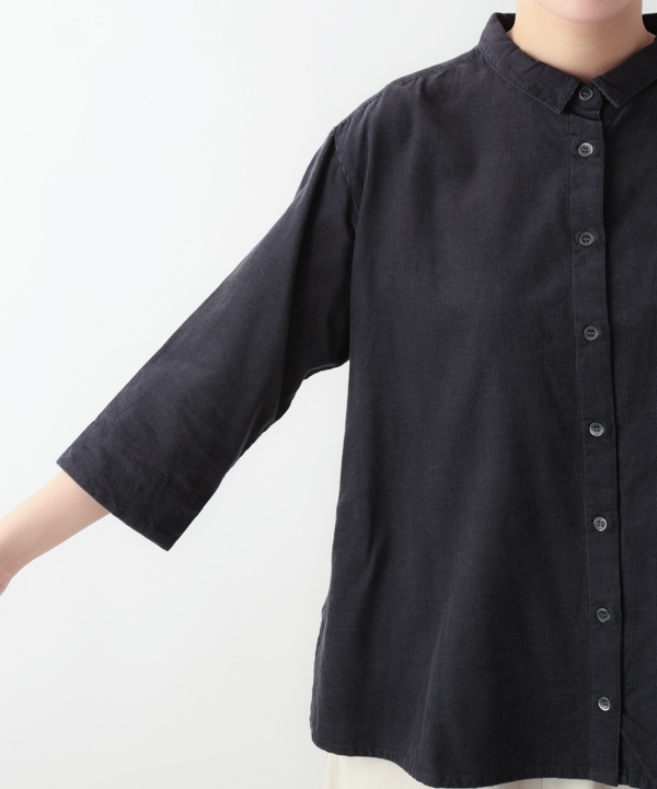 細畝コットンコーデュロイブラウス 25W064