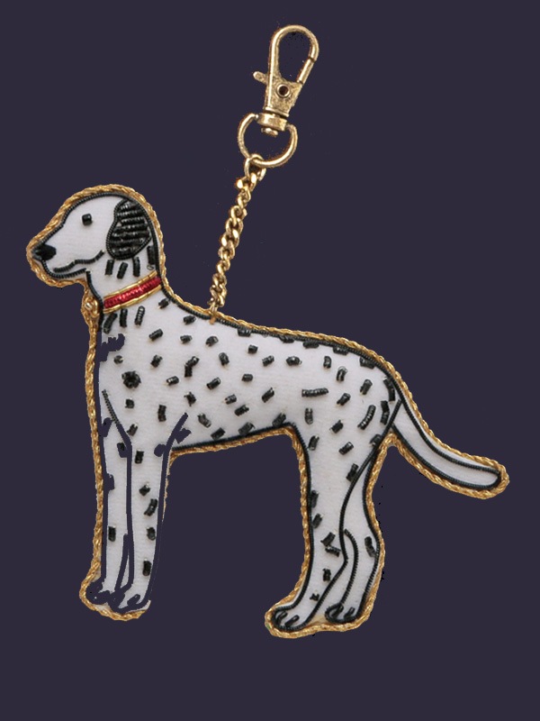 ザリ刺繍 ダルメシアン バッグチャーム（キーホルダー） M21-2019 