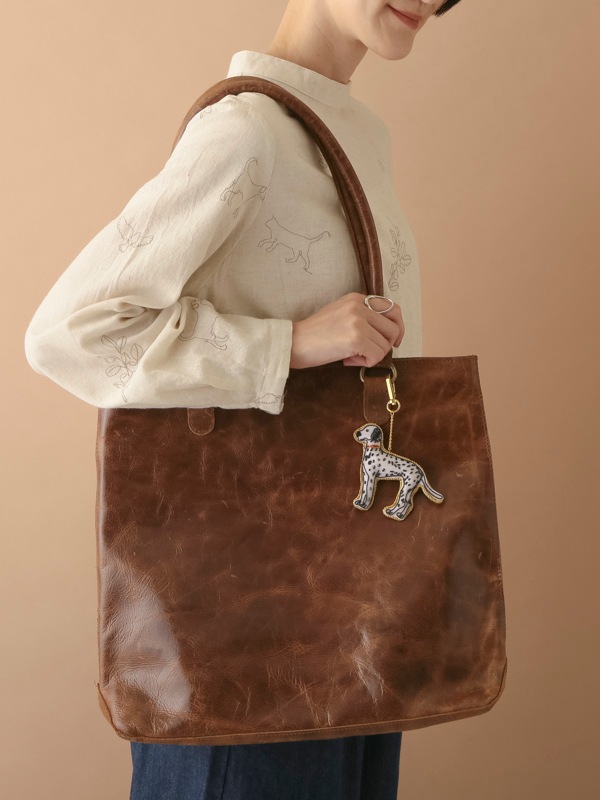 ザリ刺繍 ダルメシアン バッグチャーム（キーホルダー） M21-2019 