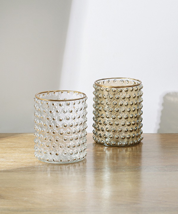 ドットガラスベース キャンドルホルダー 9.5×12cm（2カラー） M15-2593