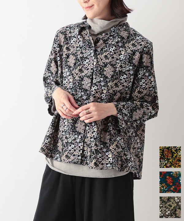 ブーケプリントコットンコーデュロイブラウス 25W065