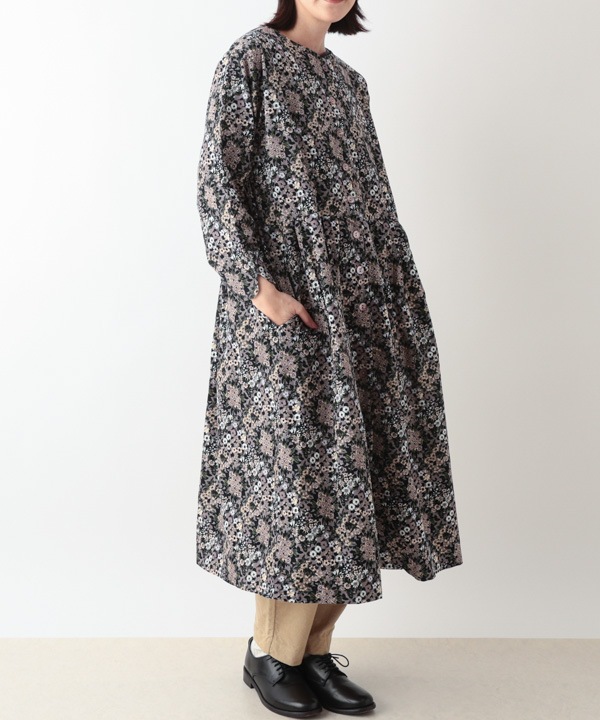 ブーケプリントコットンコーデュロイ2wayワンピース 25W066