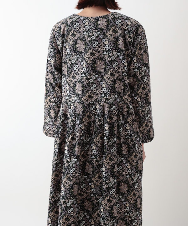 ブーケプリントコットンコーデュロイ2wayワンピース 25W066