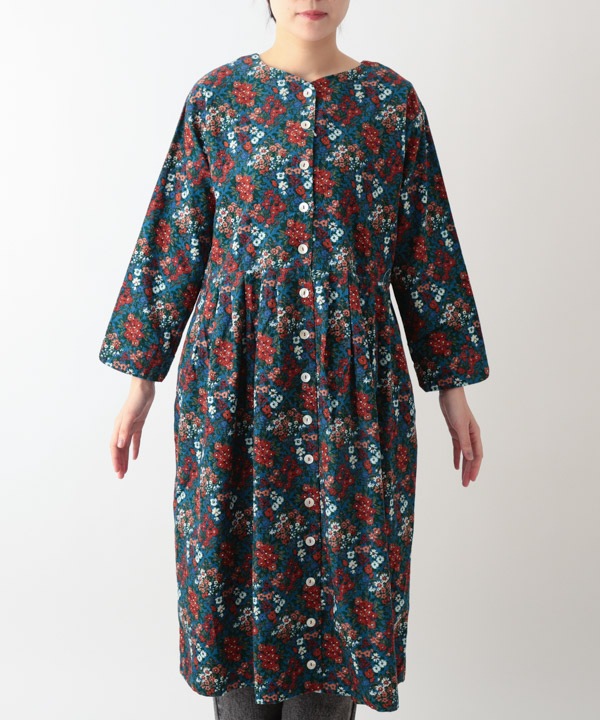 ブーケプリントコットンコーデュロイ2wayワンピース 25W066