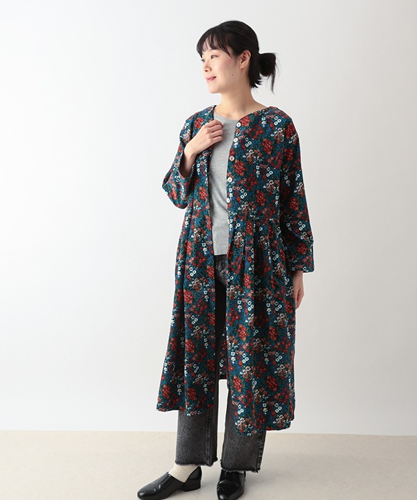 ブーケプリントコットンコーデュロイ2wayワンピース 25W066