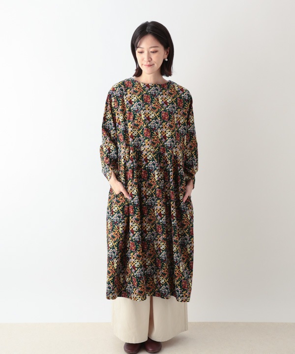 ブーケプリントコットンコーデュロイ2wayワンピース 25W066