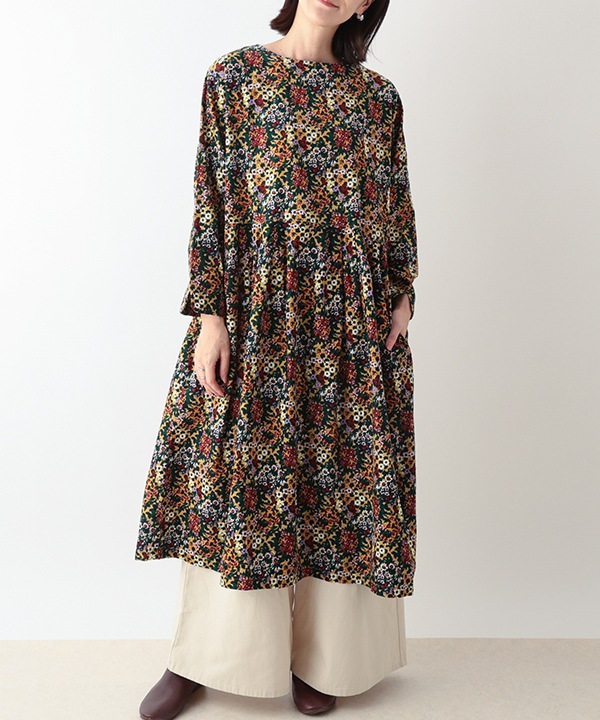 ブーケプリントコットンコーデュロイ2wayワンピース 25W066