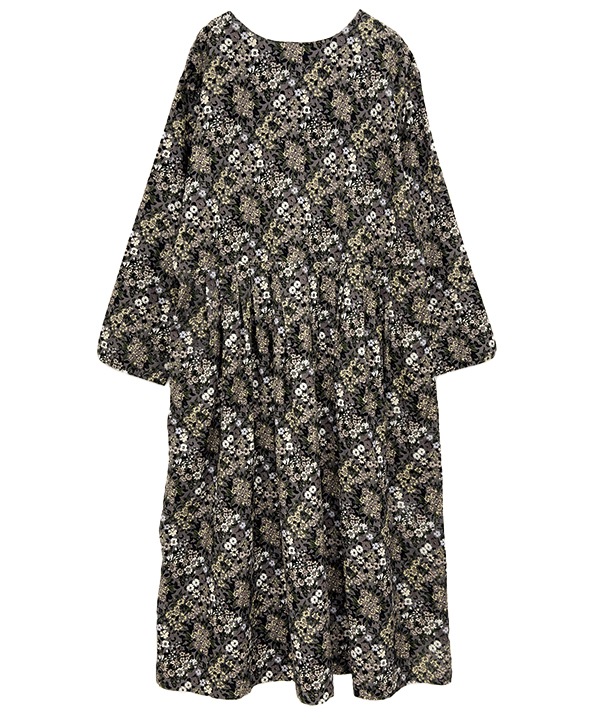 ブーケプリントコットンコーデュロイ2wayワンピース 25W066