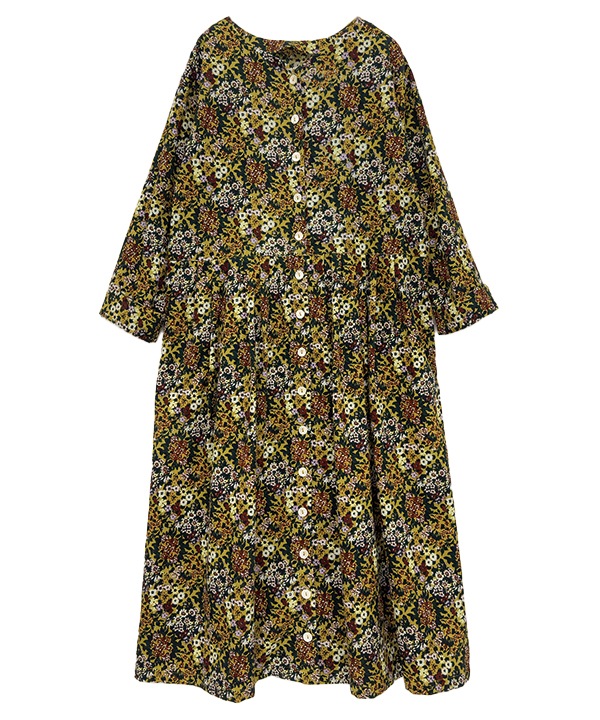 ブーケプリントコットンコーデュロイ2wayワンピース 25W066