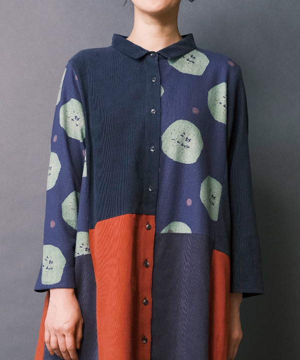 iro-iroコーデュロイ・パッチワーク シャツワンピース 24W430 | 24AW 