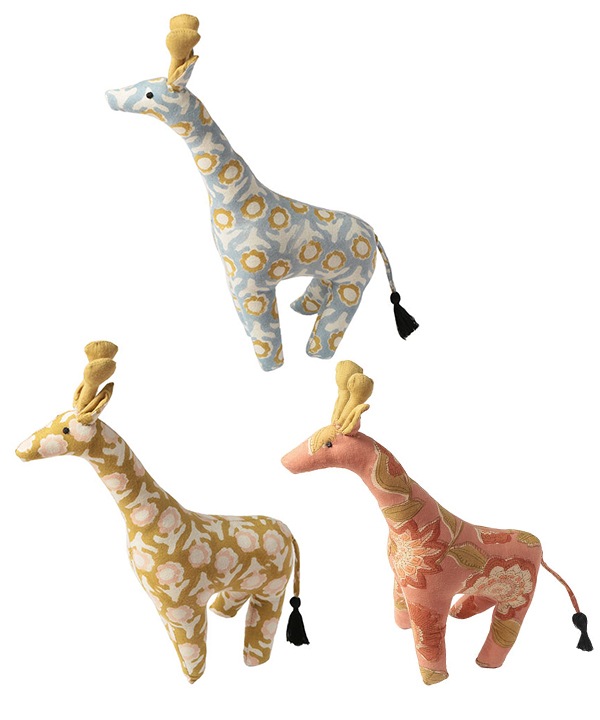 ブロックプリントアニマル ぬいぐるみ  キリン M24-2649