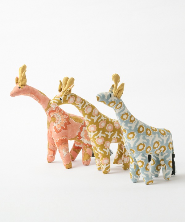 ブロックプリントアニマル ぬいぐるみ  キリン M24-2649