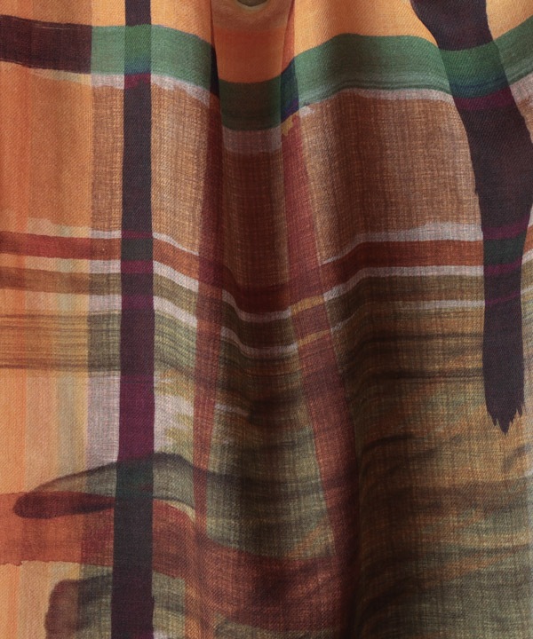 ウール混 アート調プリントスカーフ B25W013