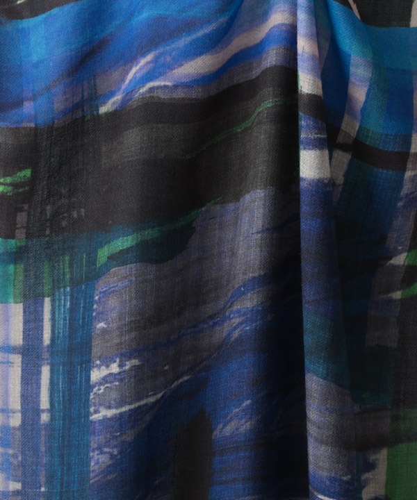 ウール混 アート調プリントスカーフ B25W013