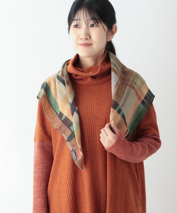 ウール混 アート調プリントスカーフ B25W013