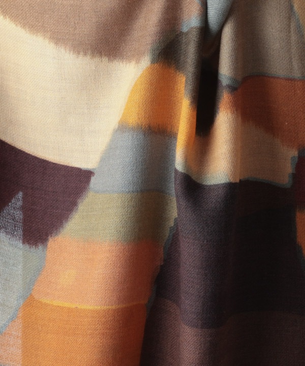 ウール混 幾何学柄プリントスカーフ B25W015