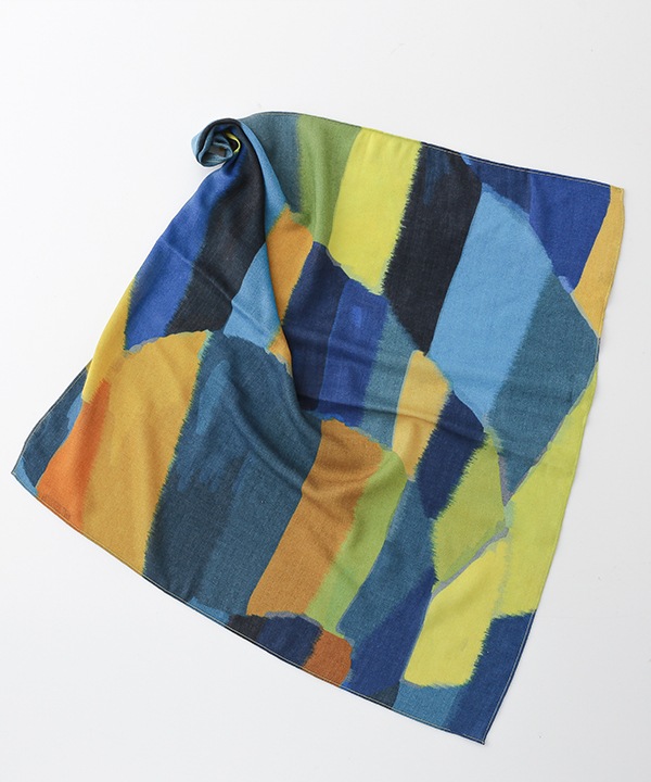 ウール混 幾何学柄プリントスカーフ B25W015