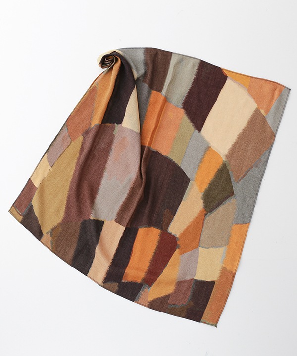 ウール混 幾何学柄プリントスカーフ B25W015