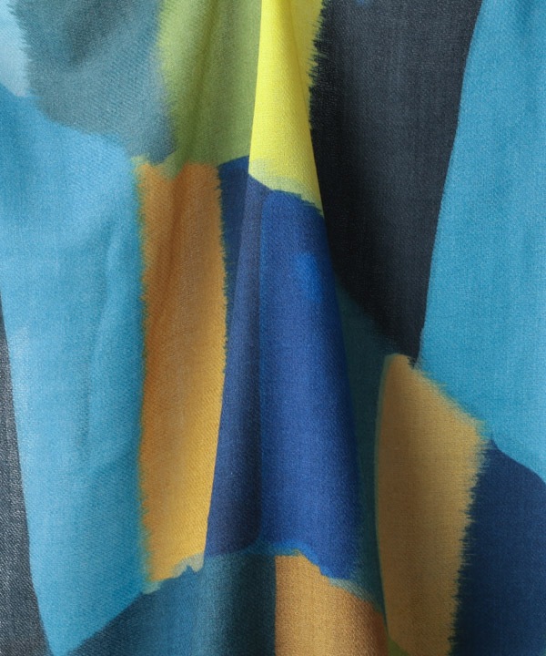 ウール混 幾何学柄プリントスカーフ B25W015