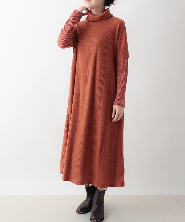 ふわふわリブカットソーワンピース 25W071