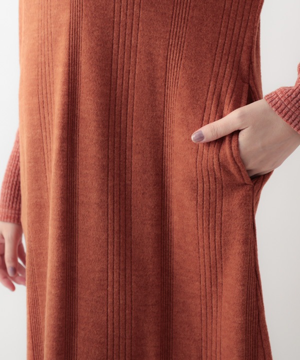 ふわふわリブカットソーワンピース 25W071