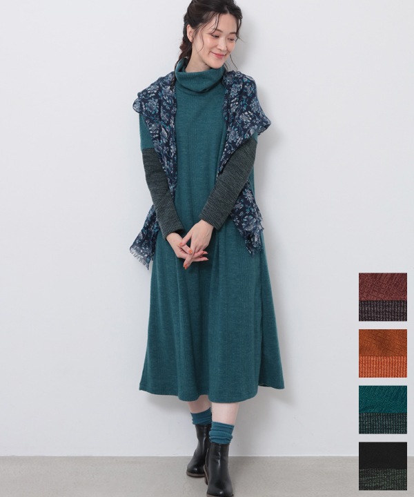 ふわふわリブカットソーワンピース 25W071