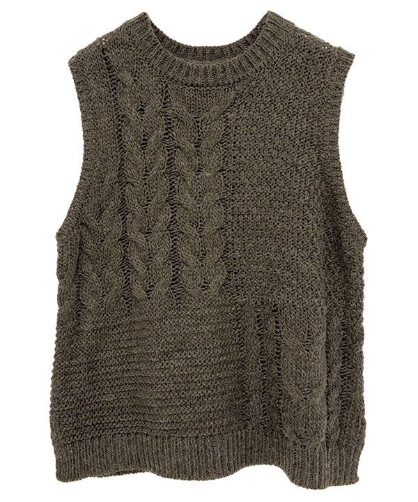 ウールブレンドケーブルニットベスト 25W073