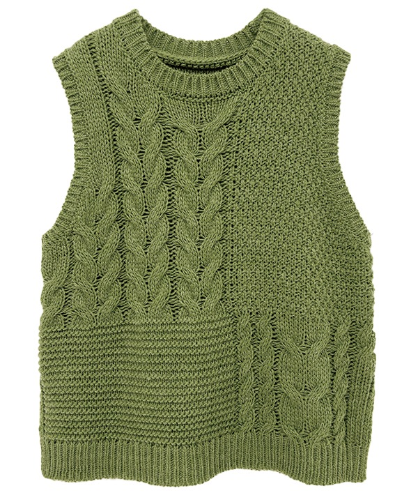 ウールブレンドケーブルニットベスト 25W073