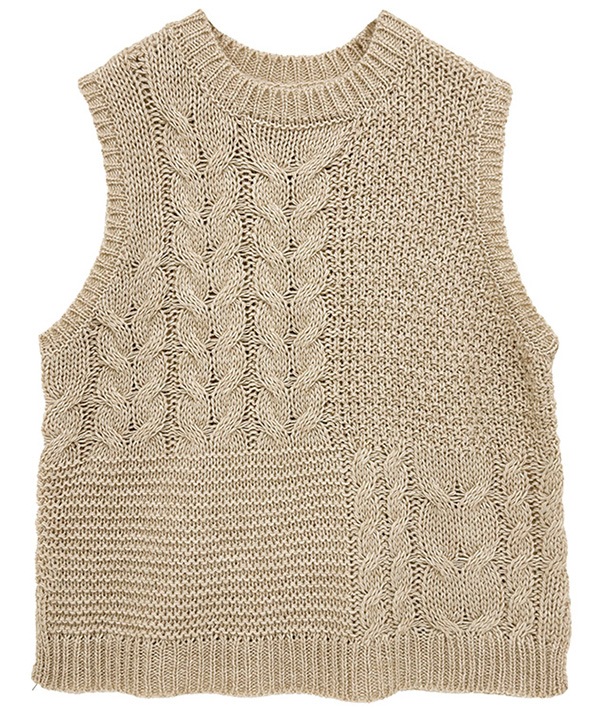 ウールブレンドケーブルニットベスト 25W073
