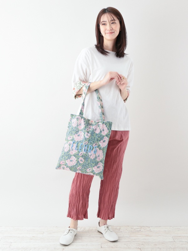 ブークレ刺繍プリントトートバッグ（3カラー）M28-2413