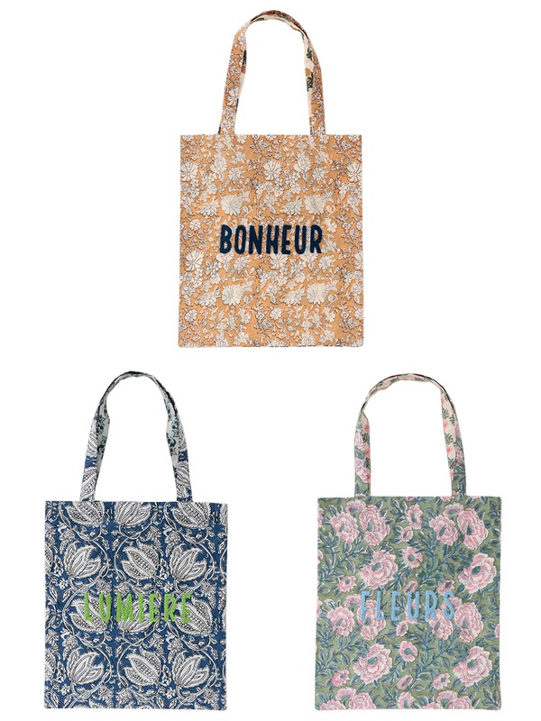 ブークレ刺繍プリントトートバッグ（3カラー）M28-2413
