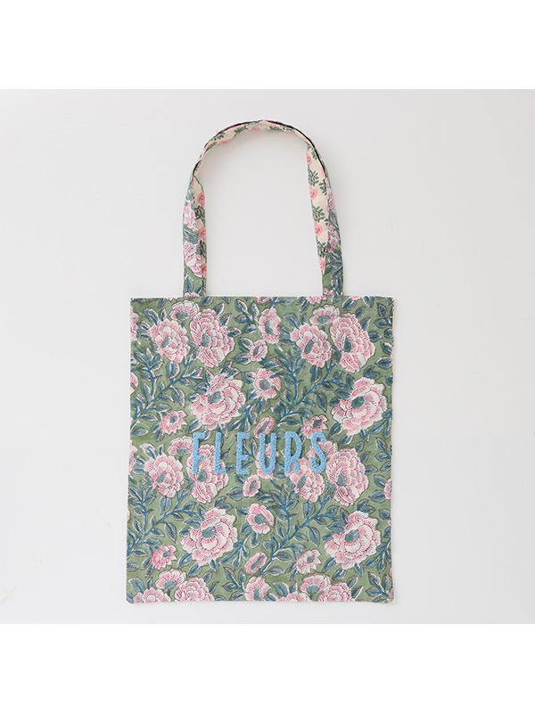 ブークレ刺繍プリントトートバッグ（3カラー）M28-2413